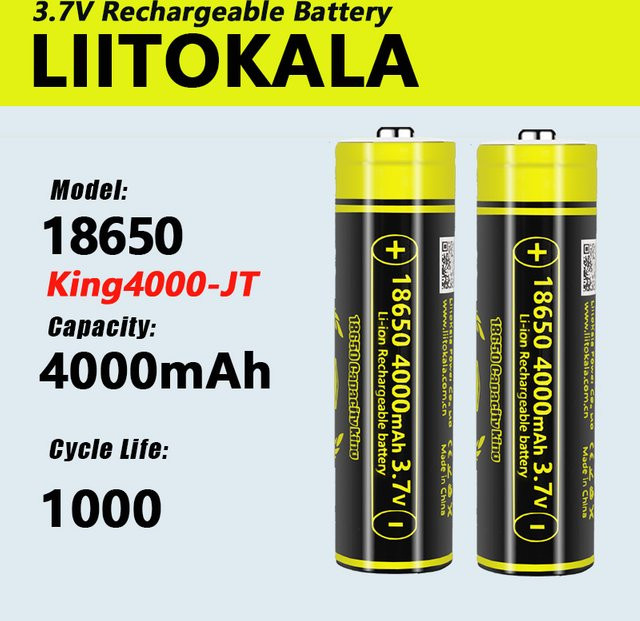 LiitoKala Lii-King4000 18650 Akku mit 4000 mAh, 3,6 V wiederaufladbare Batterien in Gelb - Bild 1