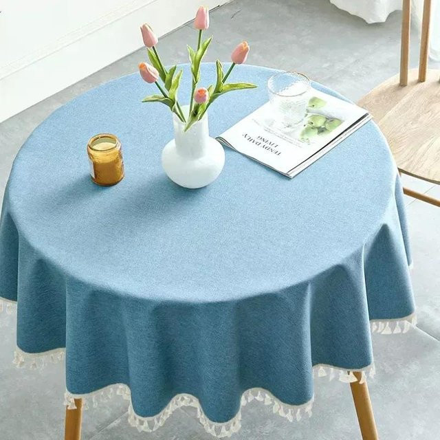 Runde Tischdecke mit Spitze von JMG Household Supplies, wasserabweisend und ölbeständig, Durchmesser: 140 cm - Bild 1