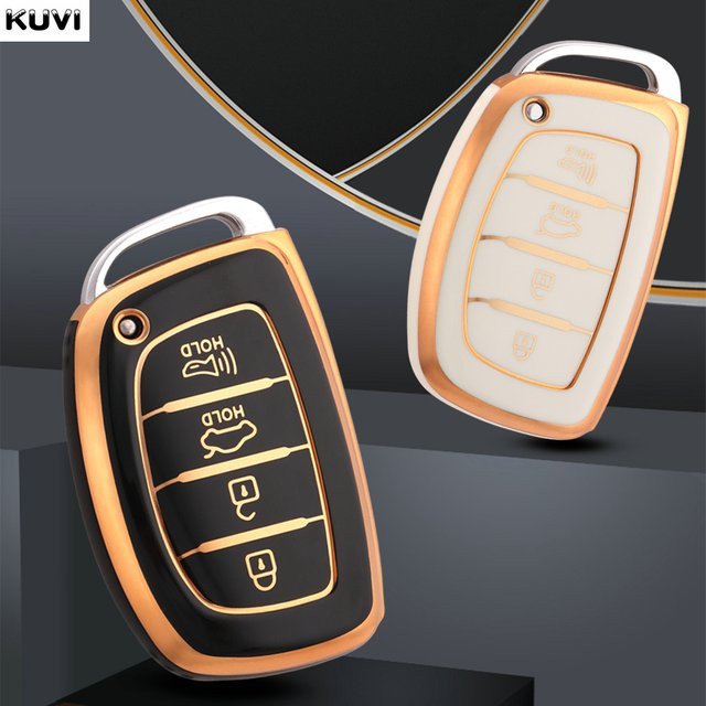 Kuvi TPU Smart Key Case Cover für Hyundai Ix35 Ix45 I10 I30 I40 Tucson Santa Fe Rena Sonata Elantra Creta Keyless Entry Fob mit 4 Tasten - Bild 1