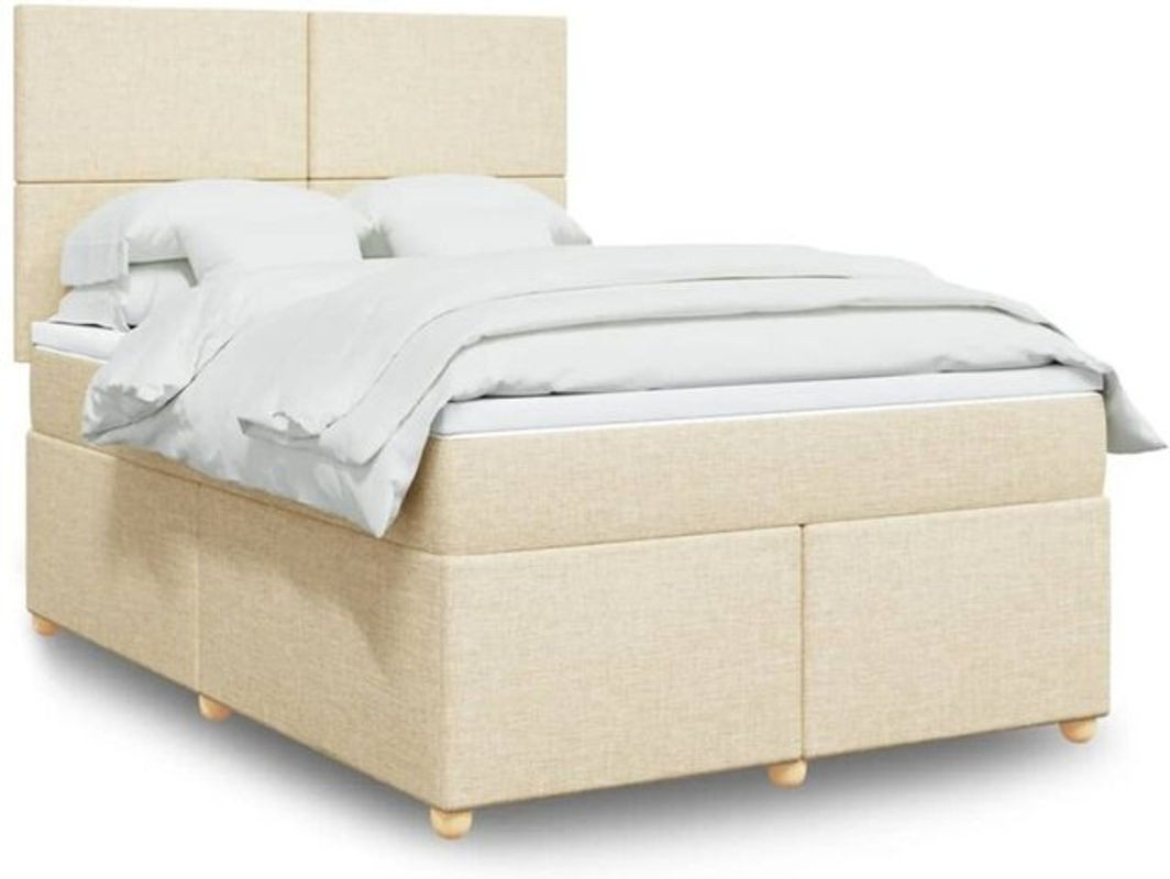 vidaxl Boxspringbett mit Matratze in Beige aus Stoff, Modernes Polsterbett, B/T: 140 x 190 cm - Bild 1