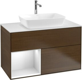 V&B Waschtischunterschrank Finion 100 in Weiß lackiert mit Regal, Breite: 100 cm, Tiefe: 50,1 cm, Höhe: 50,1 cm - Bild 1