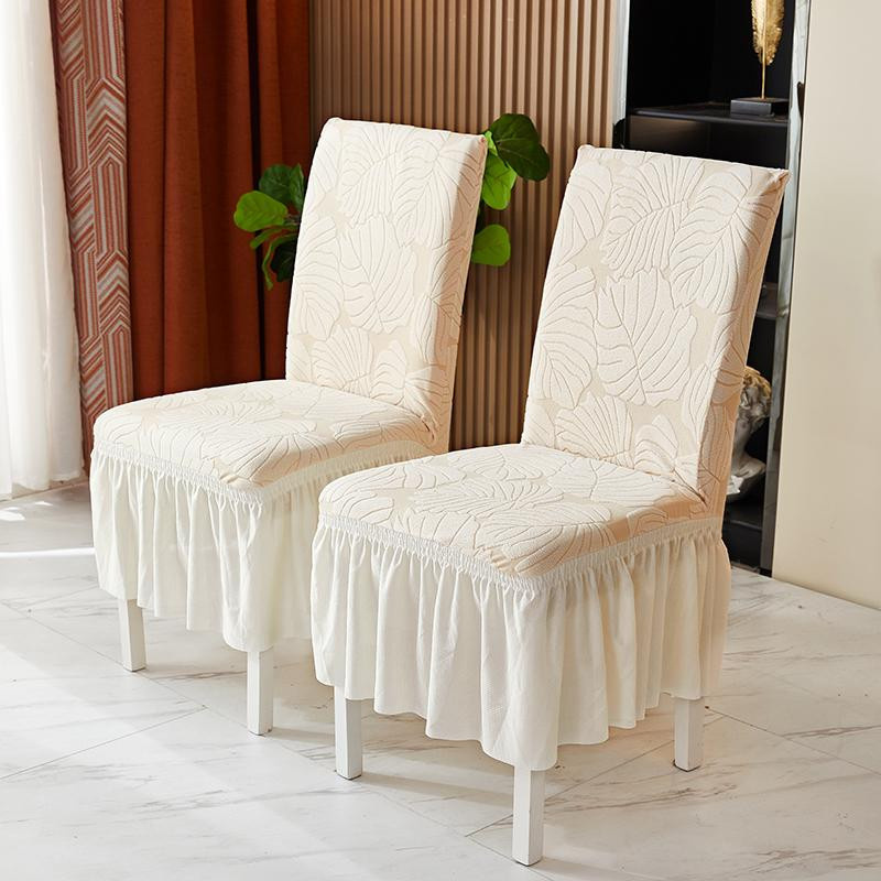 Esszimmerstuhlbezug aus Jacquard von Household supplies MH in Beige, elastischer und schmutzabweisender Sitzbezug aus Polyester für dein Zuhause - Bild 3