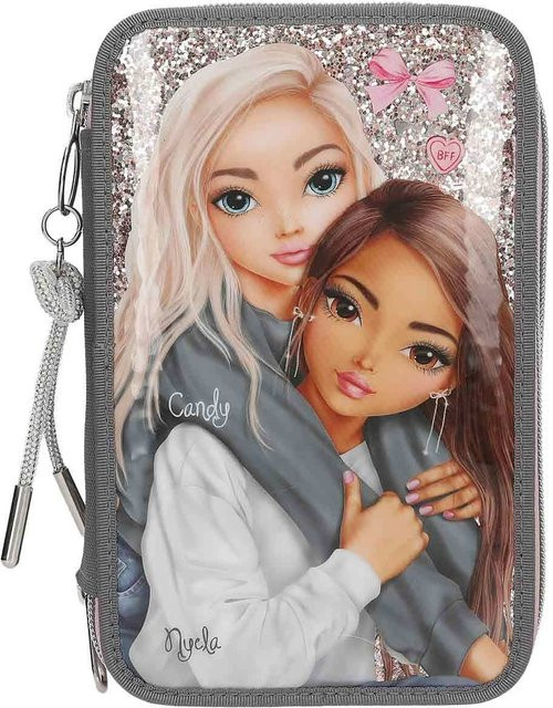 Depesche 3-Fach Federtasche MY BFF TOPModel in Pink, Grau und Multicolour, B/T/H: 13 x 7,5 x 20 cm - Bild 1
