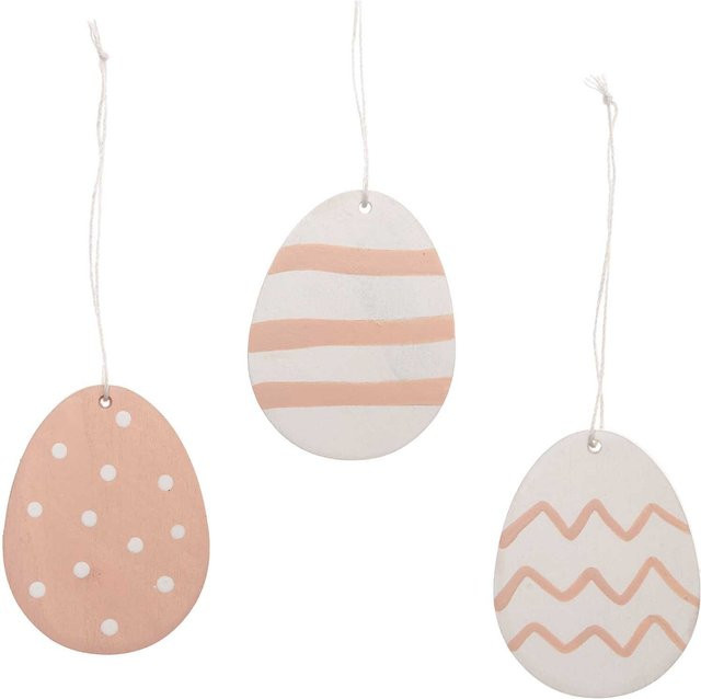 Rico Design Holzhänger Osterei in Puder, 3 Stück für Ostern und Frühling - Bild 1