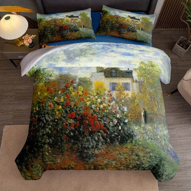 Bettwäsche-Set Claude Monet Der Garten in Argenteuil von JMG Household Supplies, Mehrfarbig, Mikrofaser, B/H: 180 x 210 cm - Bild 1