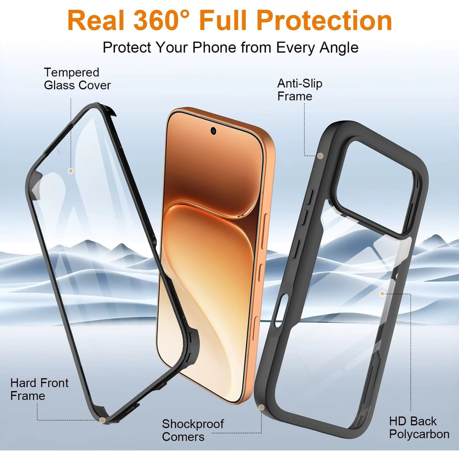Transparente 360-Grad-Schutzhülle für Honor 600 Pro und Honor 600 5G aus PC und TPU, stoßfest und kratzfest - Bild 3