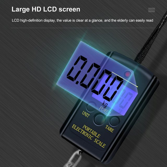Elektronische Mini-Digitalwaage von JUANJUAN in Schwarz, tragbare Hängewaage für Angeln und Gepäck mit einer Kapazität von 40 kg und einer Genauigkeit von 10 g - Bild 1