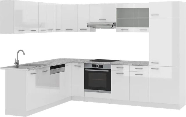 Vicco R-Line Eckküche in Weiß Hochglanz als Einbauküche ohne Arbeitsplatte und Elektrogeräte B/T: 227 x 287 cm - Bild 2