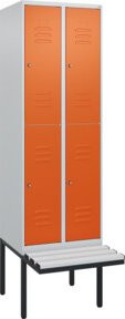C+P Doppelstock-Spind Classic PLUS Sitzbank mit 2 Abteilen, Kunststoff-Sitzfläche und Zylinderschloss, B/T/H: 212 x 60 x 81,5 cm - Bild 1