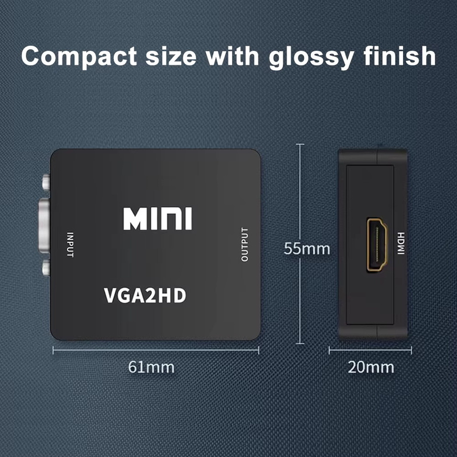 KOJESHUN VGA zu HDMI Konverter mit Audio-Adapter für Full HD 1080P, tragbare Video Box für Projektor, Notebook, PC und HDTV in Schwarz oder Weiß - Bild 5