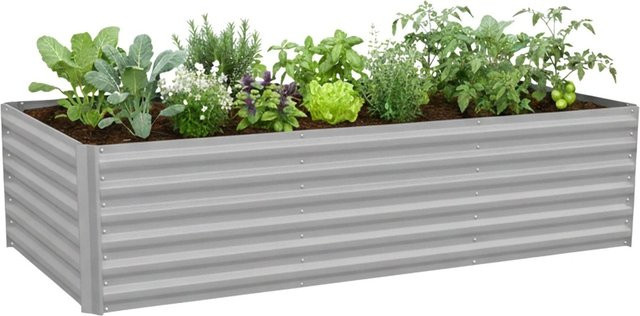Relaxdays Hochbeet aus verzinktem Eisen in Hellgrau, B/T/H: 240 x 57 x 60 cm - Bild 1