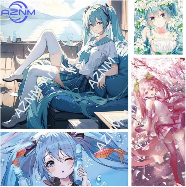 KAYOU Leinwand-Poster Hatsune Miku Illustration als Wanddekoration für Kinderzimmer und Wohnzimmer, Mehrfarbig - Bild 1
