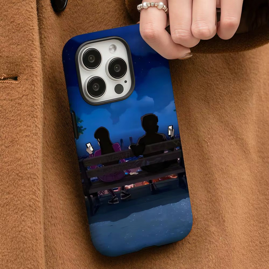 B-Beny Jr Lowflyer Handyhülle für iPhone 12 bis 17 Pro Max Plus, glänzende HD-Doppelschicht-Flüssigkeitshartschale in Weiß und Blau - Bild 3