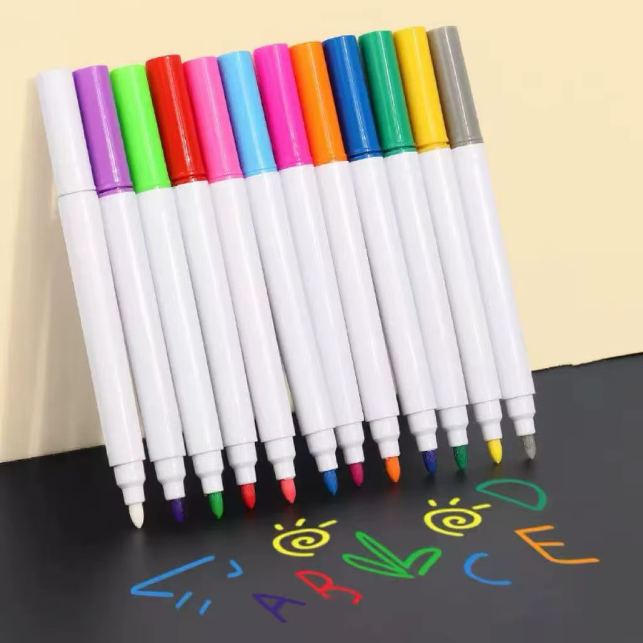 CEESO Mini-Flüssigkreidemarker im 12er Set, bunte fluoreszierende Leuchttafelstifte, staubfrei und radierbar für Whiteboards und Tafeln, Multicolor - Bild 4