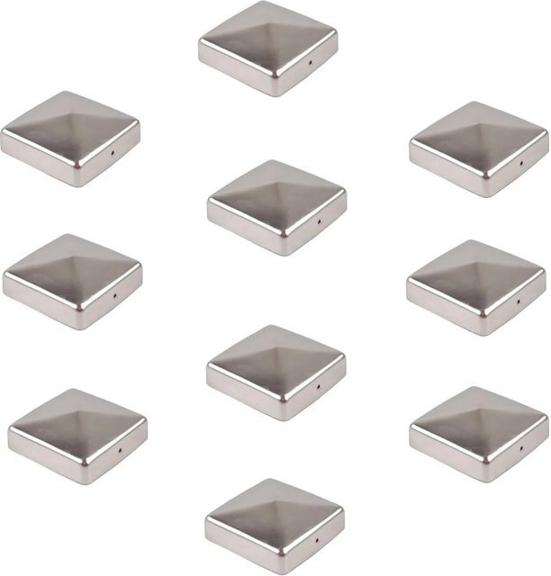 Holmwerk 10er Set Pfostenkappe Pyramide aus Edelstahl in Silber für Pfosten 7 x 7 cm, Höhe: 7,1 cm - Bild 1