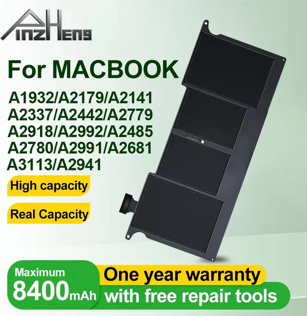 PINZHENG Laptop-Akku in Schwarz für MacBook Air 13 Zoll, MacBook Pro 14 Zoll und 16 Zoll (Kompatibel mit A2337, A1932, A2179, A2681, A2141, A2941, A2442, A2779, A2918, A2992, A2485) - Bild 1