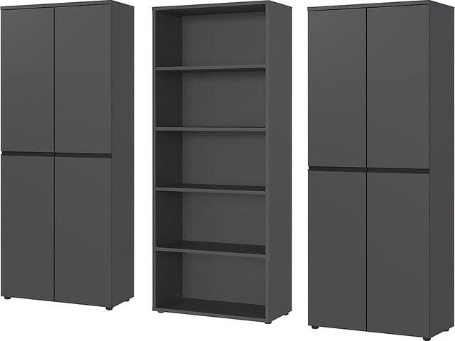 Büro-Set Stuttgart groß von KADIMA DESIGN mit 3 Aktenschränken und Soft-Close in Anthrazit, B/H: 272 x 197 cm - Bild 1
