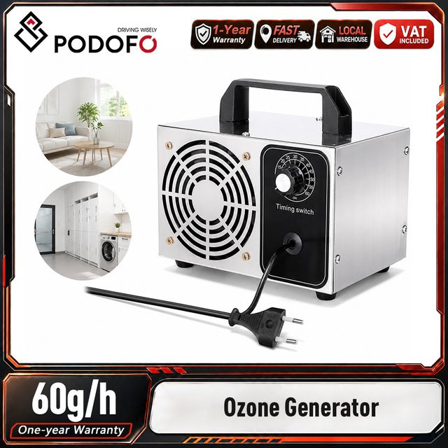 Podofo Luft-Ozon-Sterilisator in Silber aus Edelstahl mit 60 g/h Ozonausstoß zur Formaldehydentfernung und Desinfektion für Zuhause, Büro, Auto und gewerbliche Räume - Bild 1