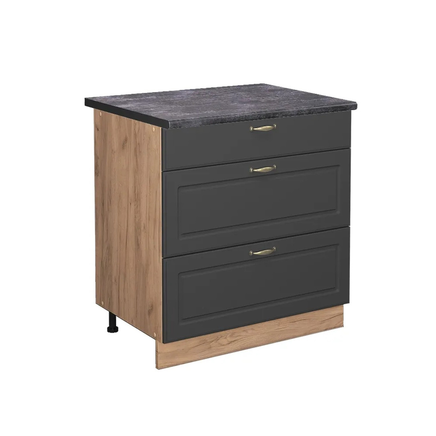Vicco Küchenunterschrank Fame-Line in Anthrazit-Gold mit 3 Schubladen, Breite: 80 cm - Bild 2
