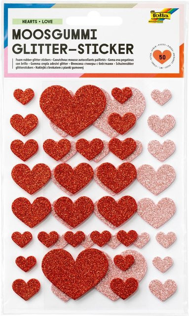 Moosgummi Glitter-Sticker in Herzform - Bild 1