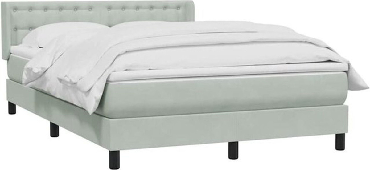 vidaxl Boxspringbett mit Matratze aus Samt in Grau, B/T/H: 160 x 220 cm - Bild 1