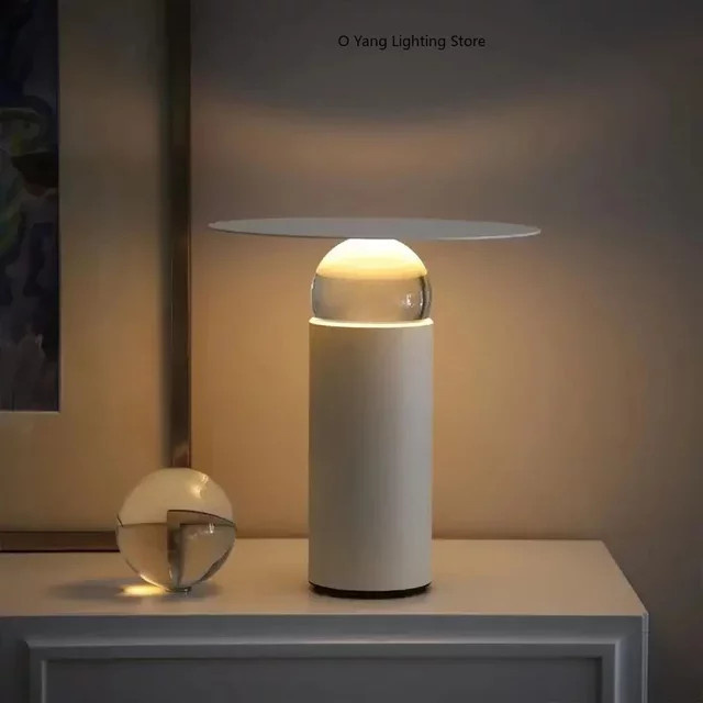 JIANKEXING Moderne Tischlampe mit Kristallkugel in Transparent und Weiß für Wohnzimmer und Schlafzimmer - Bild 1