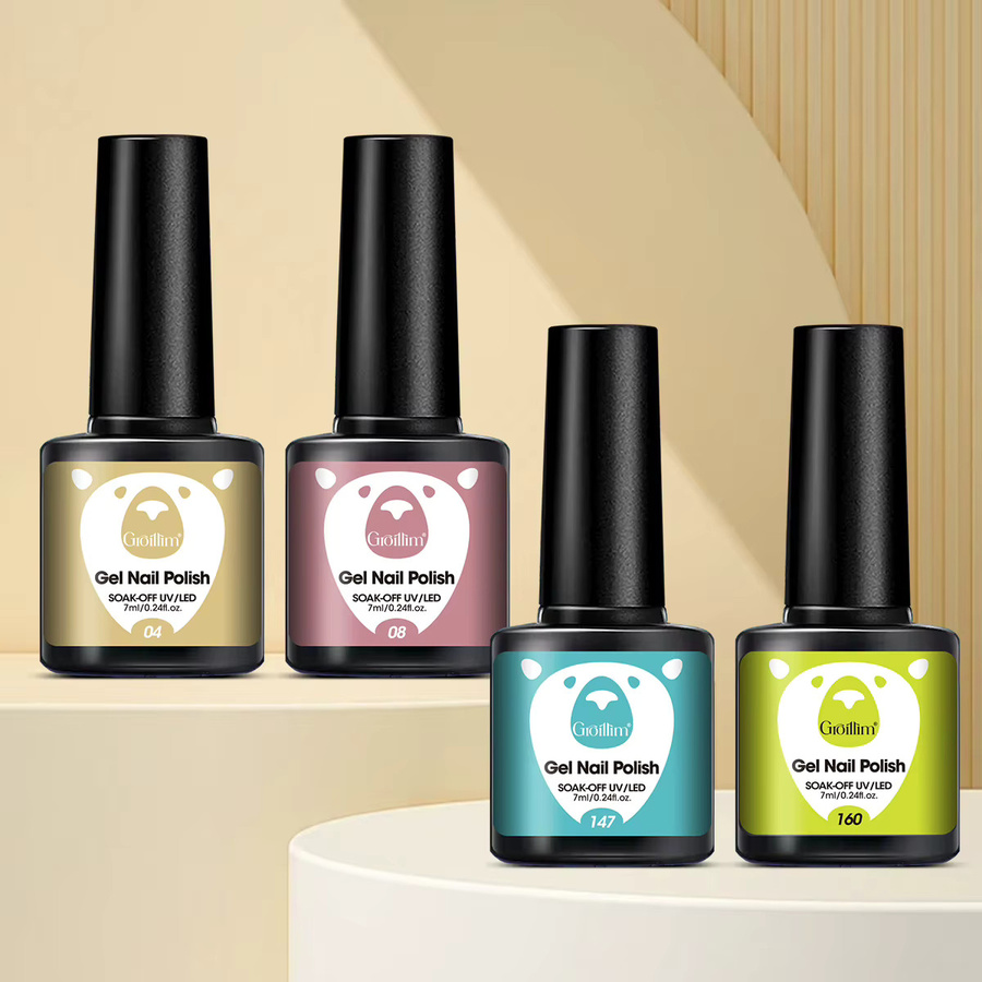 Groillim Gel-Nagellack Set, dunkles Khaki, 3x 7 ml - Bild 5