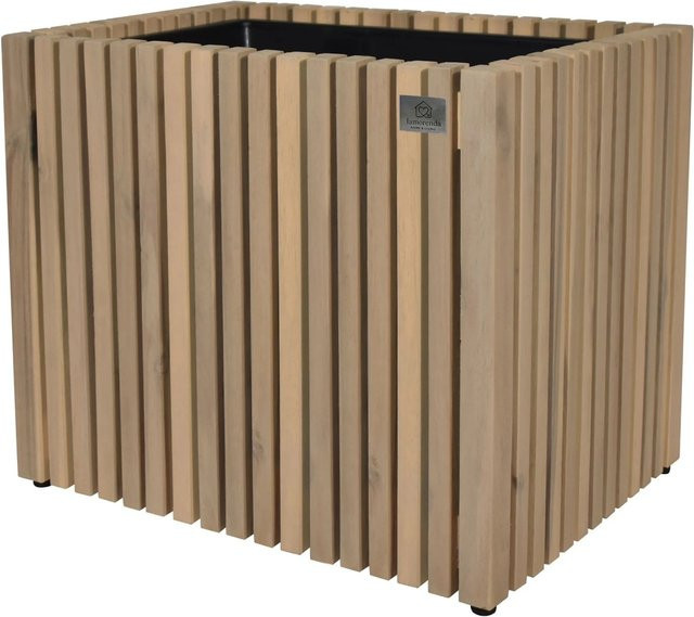 LAMORENDA Pflanzgefäß mit Einsatz aus Akazienholz in Weiß Gekalkt, B/T/H: 48 x 48 x 44 cm - Bild 1