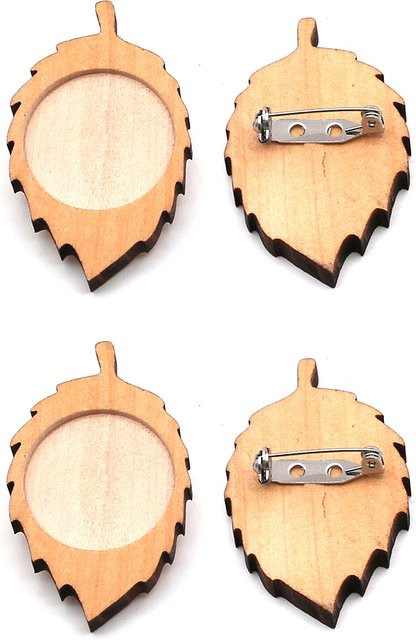 Aiovlo Broschenschalen Holzblätter, 25 mm, Rohlinge - Bild 1