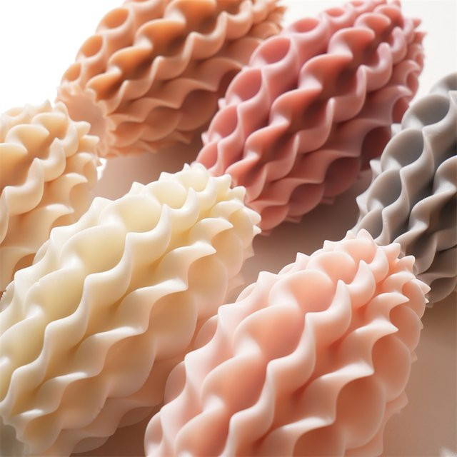 SANZON Silikonform für geometrische Wellen-Spiral-Säulenkerzen in Pink und Multicolour für abstrakte Kunstdeko - Bild 1