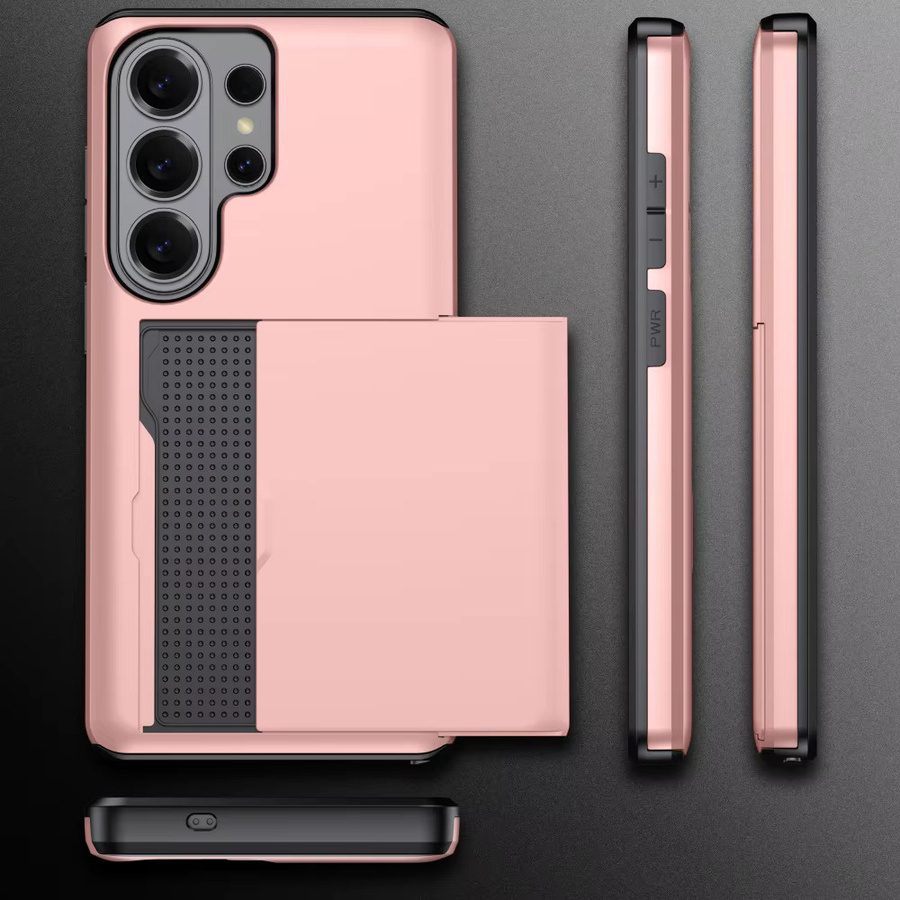 Stoßfeste Brieftaschen-Hülle mit Kartenfach für Samsung Galaxy S26 S25 S24 S23 S22 S21 S20 Ultra FE A56 A36 A37 A17 in Rot oder Pink - Bild 2