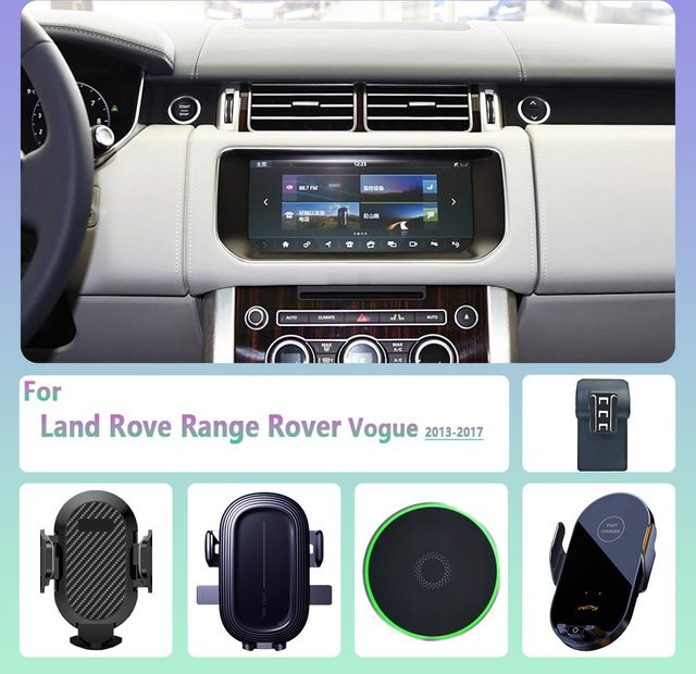 Magnetische Handyhalterung mit kabelloser Ladefunktion und MagSafe-Unterstützung für Land Rover Range Rover Vogue 2013-2017, Schwarz - Bild 1