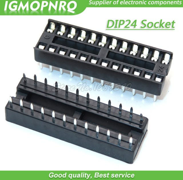 10 Stück 24 Pin DIP SIP IC Buchsen Adapter 2,54mm Löttyp in Schwarz - Bild 1