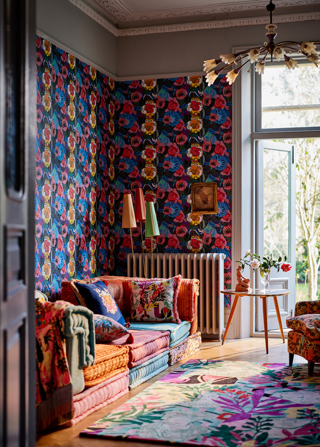 Mindthegap Tapete Fiori in Fiore mit floralem Naturmuster in Blau, Pink und Multicolour - Bild 1