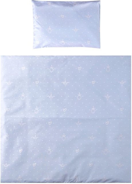 Lorelli Babybettwäsche-Set Eva 5-teilig in Hellblau mit Bettdecke, Kopfkissen und Bezügen, Decke: 75 x 75 cm, Kissen: 29 x 42 cm - Bild 1