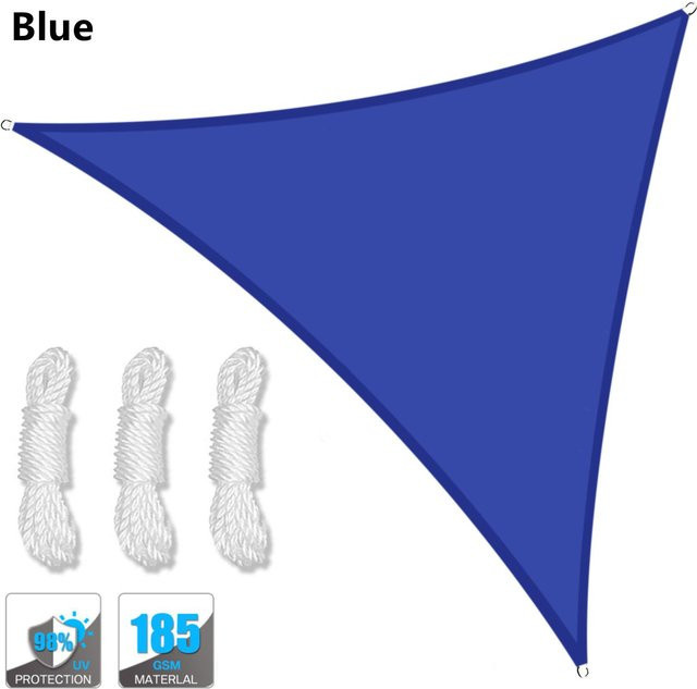 Treasure Yard Sonnensegel Dreieckig Blau aus Polyester mit Edelstahlringen B/T/H: 5 x 5 x 5 m und 2 x 2 x 2 m - Bild 1