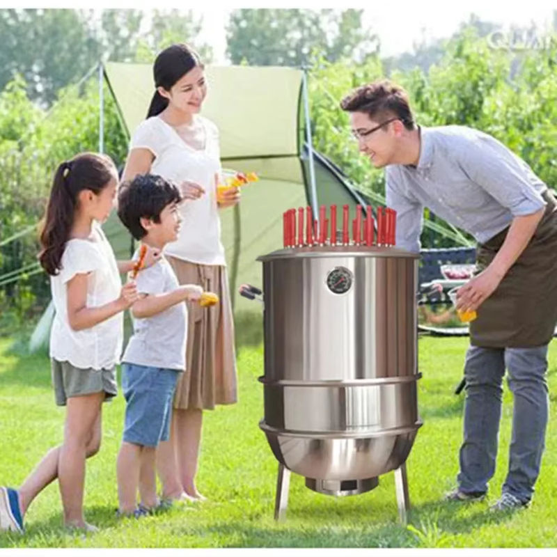 OEING 3-teiliges BBQ Hängeofen aus Edelstahl in Silber für Holzkohle - Bild 4