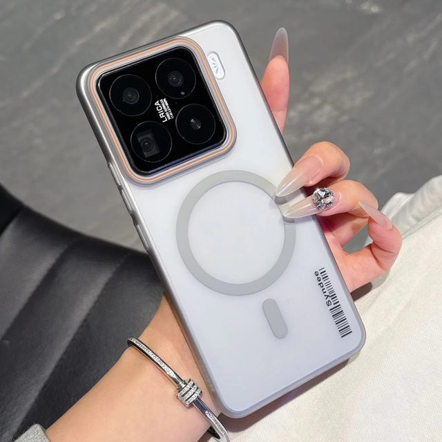 Transparente magnetische Schutzhülle für Xiaomi 15 14 13 Pro 15T 15T Pro, stoßfeste matte Handyhülle aus hartem PC in Orange - Bild 1