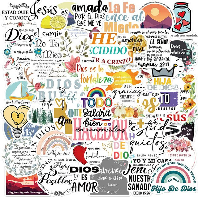 Ästhetische Spanische Bibel PVC Aufkleber in Mehrfarben für Scrapbooking und Dekoration - Bild 1