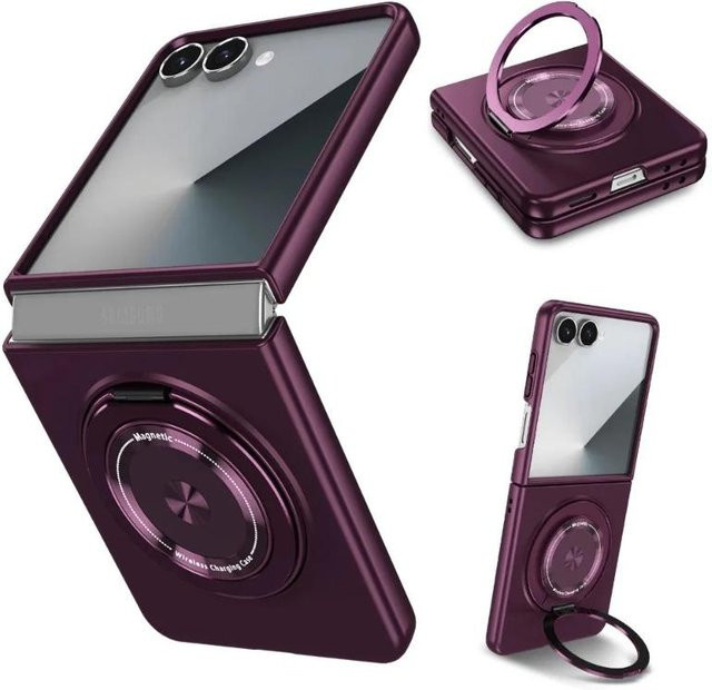 Magnetische Stoßfeste Handyhülle für Samsung Galaxy Z Flip 7 6 4 3 mit 360 Grad drehbarem Ringhalter in Purple - Bild 1