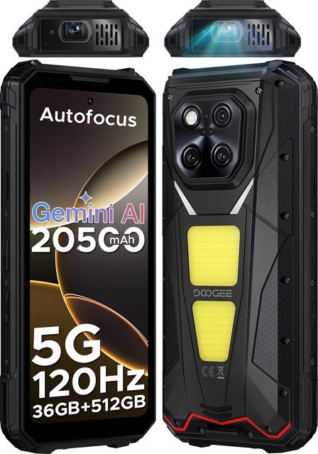 DOOGEE V Max Play 5G Robustes Smartphone mit 6,78 Zoll Display, 20500mAh Akku, Projektor-Funktion und NFC in Schwarz - Bild 1