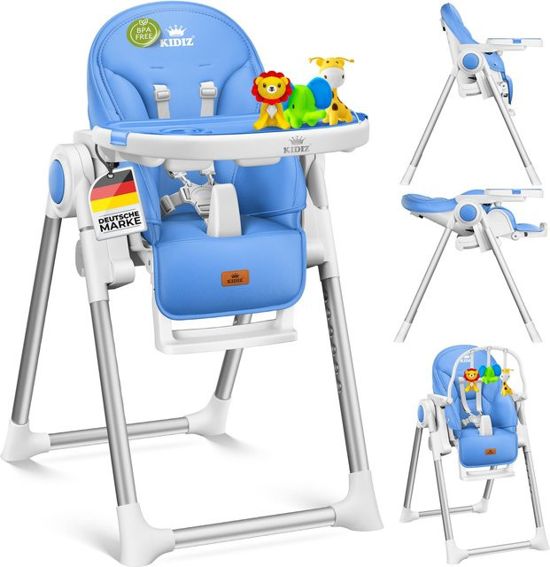 KIDIZ 3in1 Hochstuhl mit Spielbügel und Babyliege, höhenverstellbarer Kombihochstuhl mit verstellbarer Rückenlehne, mitwachsender Babyhochsitz für Babys und Kinder - Bild 1