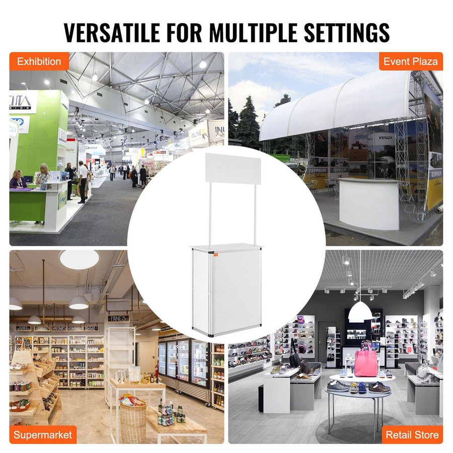 Tragbarer Messestand-Podesttisch von Buying Solutions, MB in Weiß mit Holzplatte und Aluminiumlegierung, B/T/H: 78,5 x 38 x 181,5 cm - Bild 4