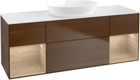 V&B Waschtischunterschrank Finion in Weiß mit Eichenregal, Breite: 160 cm, Tiefe: 50,1 cm, Höhe: 50,1 cm - Bild 1