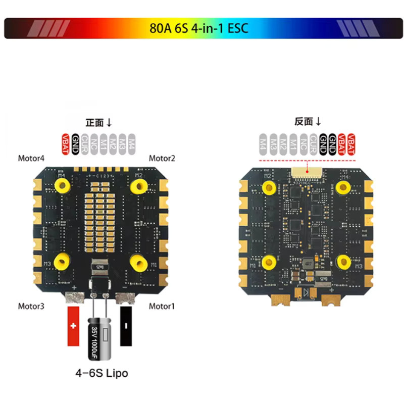 DJI F405/F722 Flugsteuerung und 55A/65A 4in1 ESC Stack BLHeli_s für Freestyle FPV und Renn-Drohnen, Schwarz, Montagegröße: 30,5 x 30,5 mm - Bild 2