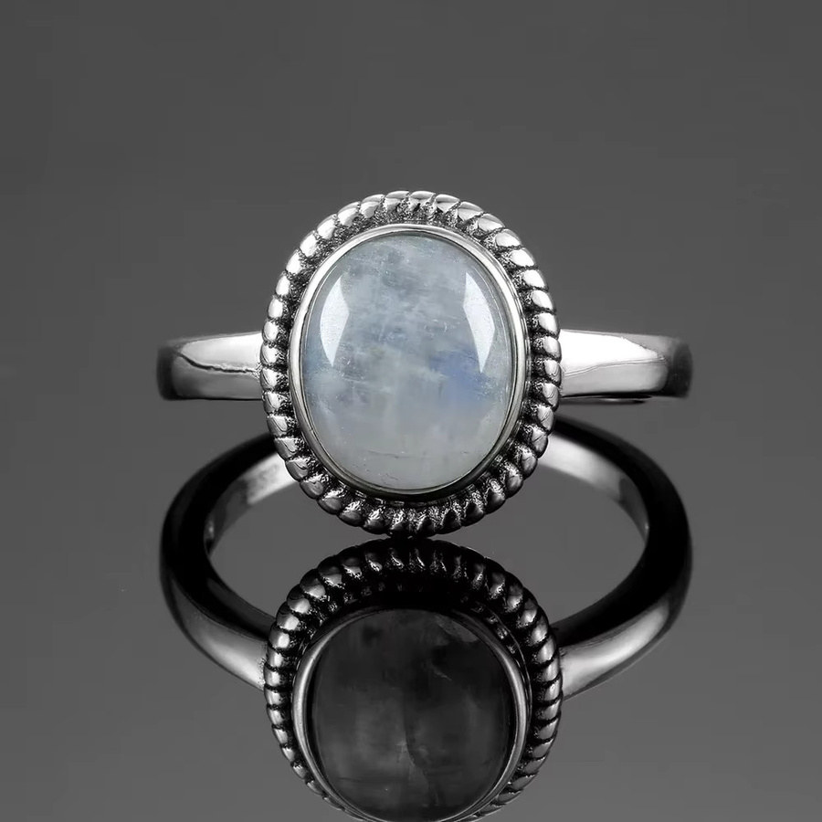 QIBAOKU Ring, Mondstein, Silber, Damen, Vintage - Bild 2