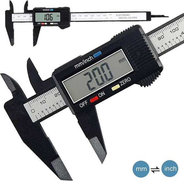 TTAKA7 Digitaler Messschieber mit Kohlefaser-Zifferblatt, Elektronisches Mikrometer und Digitales Lineal, 150mm und 100mm - Bild 1