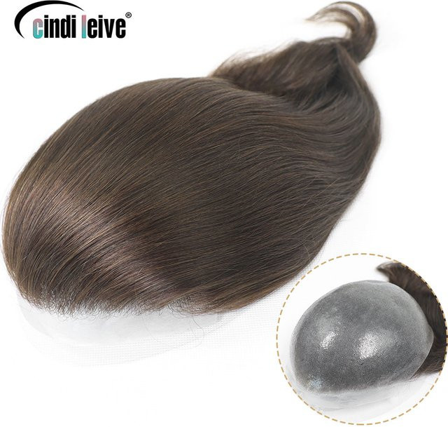Bfirehair 4-Voll-PU-Toupet für Männer, Echthaar-Ersatzsystem, V-Schleife - Bild 1