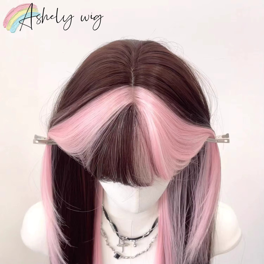 Ashely wigs Perücke, Ombre Pink-Braun, mit Pony, Damen - Bild 3