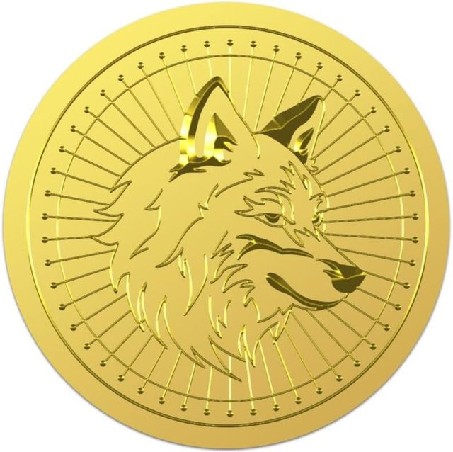 100 Stück selbstklebende Metallfolien-Aufkleber mit geprägtem Wolfsmuster in Silber und Gold, runde Wildtier-Siegelaufkleber - Bild 1